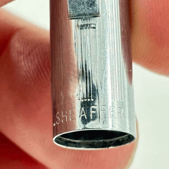 Vintage Sheaffer Targa Version 1 Chrome Fountain Pen Shows Wear on Body Rare - Picture 2 of 11